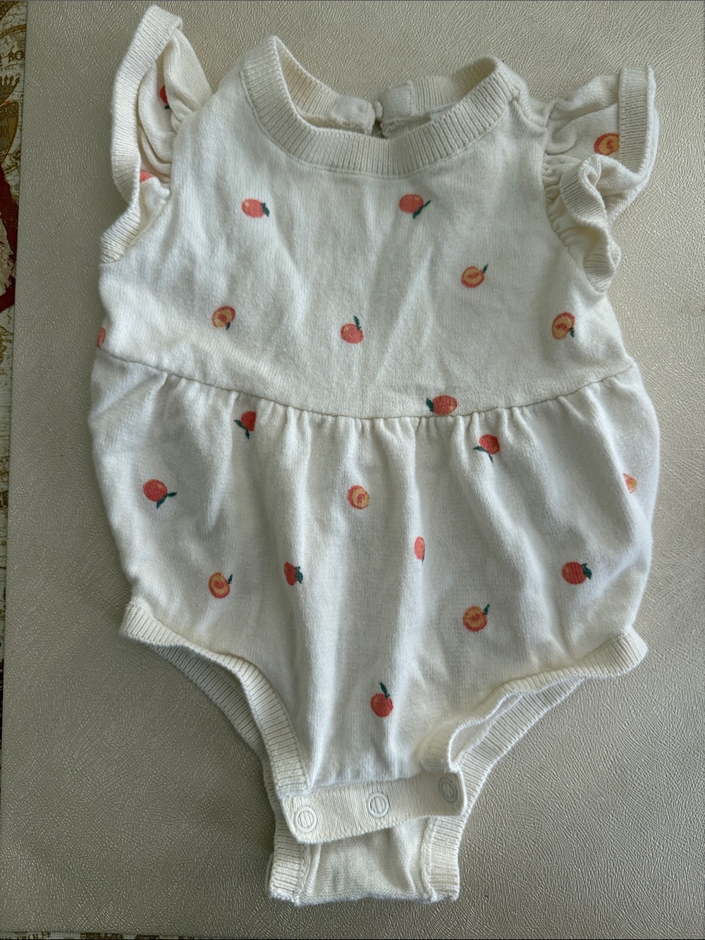 Carter's Cream One-Piece Bodysuit with Peach Print